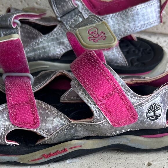 Timberland Sandals 30772M Toddler's 2 Strap Silver Pink Leather Vintage Sz 3 - Picture 11 of 14